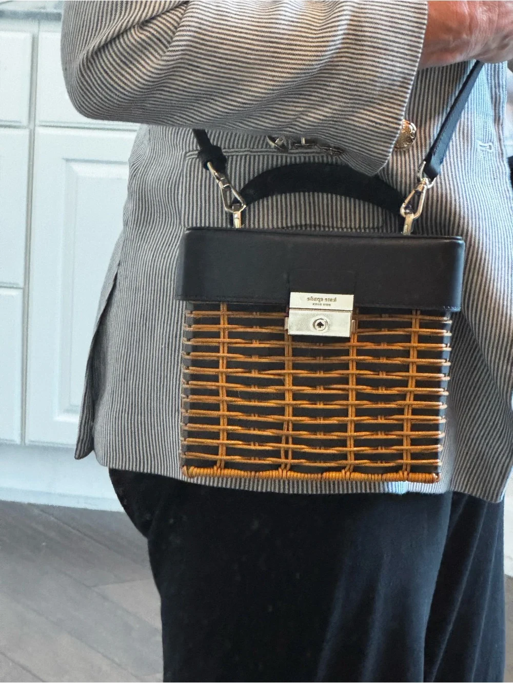 KATE SPADE Small Voyage Wicker Top-Handle Crossbody Bag